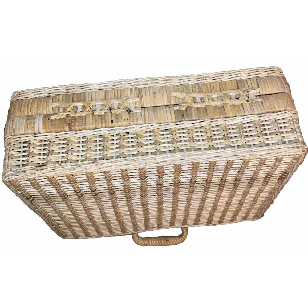 Vintage Picnic Basket Woven Rattan Wicker Lid Hinge Closure Countrycore - Picture 10 of 11